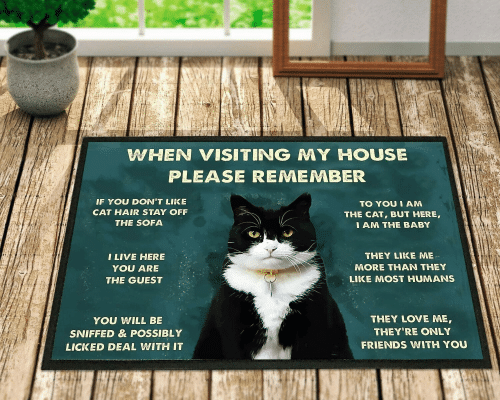 Welcome Mat, When Visiting My House Doormat, Black Cat Doormat, Gift For Cat Lover, Cat Doormat, Home Decor - Spreadstores
