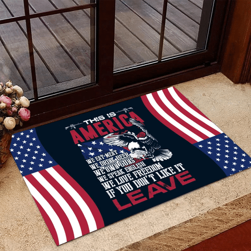 Veteran Doormat, Welcome Rug, This Is America If You Don't Like It Leave Door Mats - Spreadstores