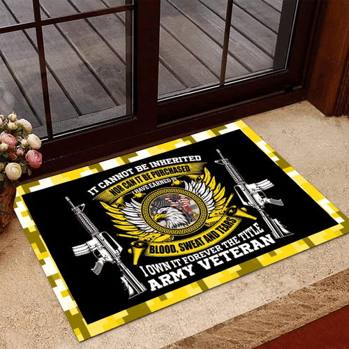 Veteran Welcome Rug, Veteran Doormat, I Own It Forever The Title Army Veteran Eagle Doormat - Spreadstores