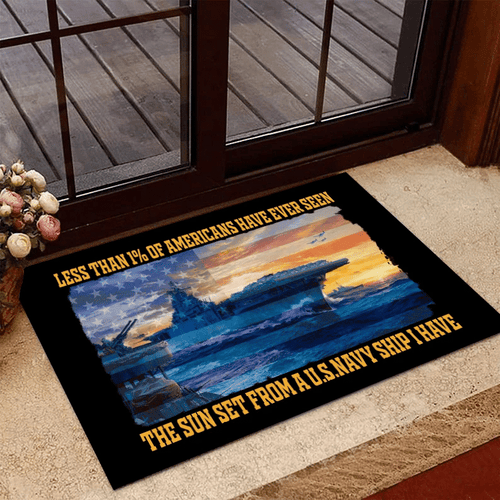 Veteran Welcome Rug, Less Than 1% Of Americans Have Ever Seen The Sunset From A U.S. Navy Ship Doormat - Spreadstores