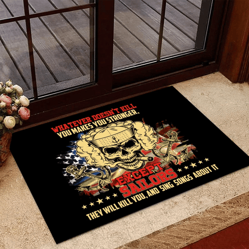 Veteran Doormat, Welcome Rug, Except Sailors They Will Kill You And Sing Songs About It Door Mats - Spreadstores