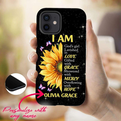 Personalized Christian gifts: I am God's girl lavished in love custom iChristian phone case, Jesus Phone case, Bible Phone case