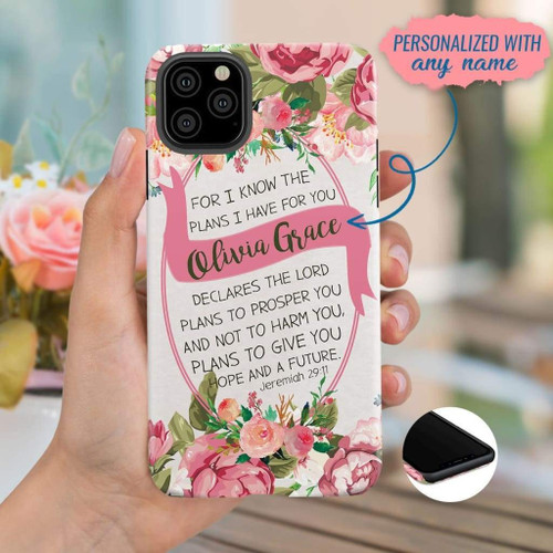Jeremiah 29:11 For I know the plans I have for you personalized name iChristian phone case, Jesus Phone case, Bible Phone case