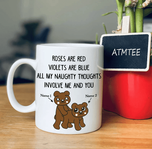 Personalized Mugs, Valentine's Day Gift For Her, Anniversary Gifts, All My Naughty Thoughts Involve Me And You Mug - Spreadstores