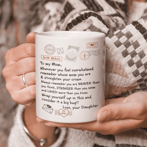 Personalized To My Mom, Whenever You Feel Overwhelmed Remember Whose Mom You Are Airmail Mug, Gift Ideas For Mom - Spreadstores