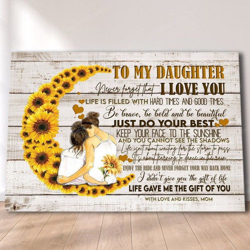 Personalized To My Daughter Canvas, Christmas Gifts For Daughter From Mom, To My Daughter Never Forget That I Love You Canvas - Spreadstores