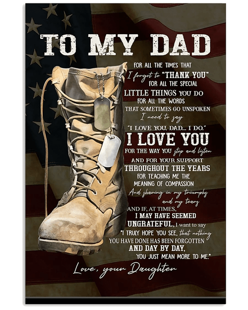 Personalized Veteran Dad Canvas, Gift For Father's Day, To My Dad For All The Times That I Forgot To Thank You Canvas - Spreadstores