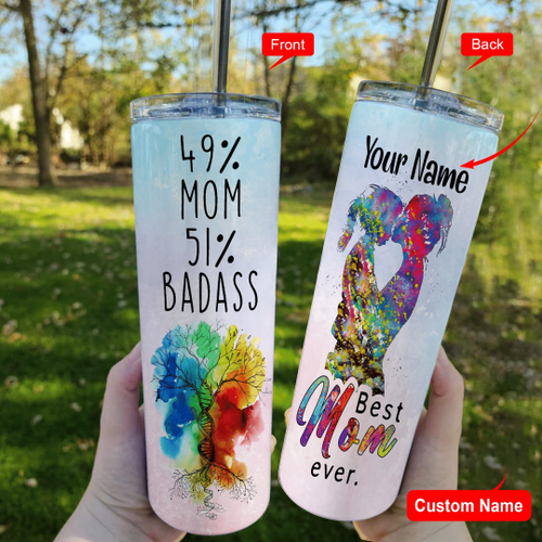 Personalized Mom Tumbler, Mother's Day Gift, Custom Name Gift, Best Mom Ever Skinny Tumbler, Gift From Daughter - Spreadstores