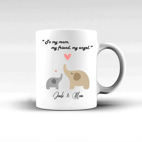 Personalized Elephant Mother Mug, Mother's Day Mug, To My Mum, My Friend, My Angle Mug, Elephant Matching Mom And Kid - Spreadstores