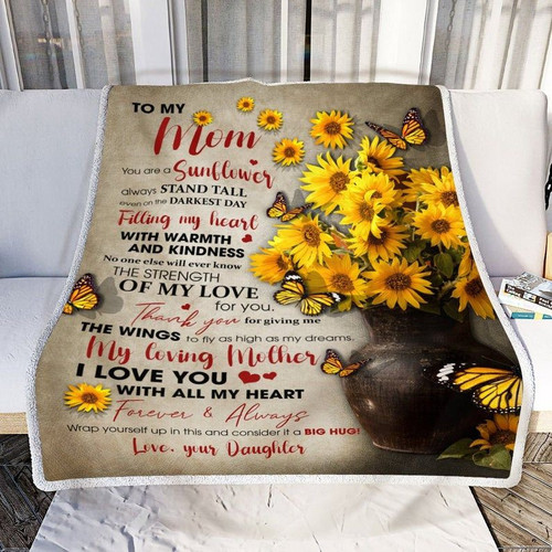 Personalized To My Mom Sunflower Blanket, I Love You With All My Heart, Mom Blanket, Mother's Day Gift Fleece Blanket - Spreadstores