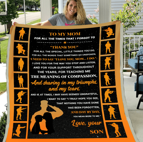 Personalized Veterans Mom Blanket - To My Mom For All The Times That I Forgot To Thank You Sherpa Blanket - Spreadstores