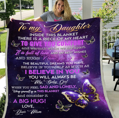 Personalized To My Daughter Inside This Blanket There Is A Piece Of My Heart Butterfly Fleece Blanket - Spreadstores