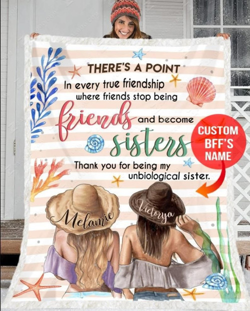 Personalized To My Bestie Blanket, Thank You For Being My Unbiological Sister, Gifts For Best Friend, Bestie Fleece Blanket - Spreadstores