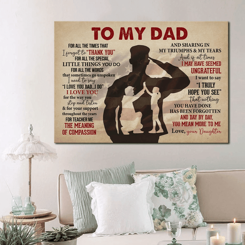 Personalized Veteran Dad Canvas, Father's Day Gift, To My Dad For All The Times That I Forgot To Thank You Canvas - Spreadstores