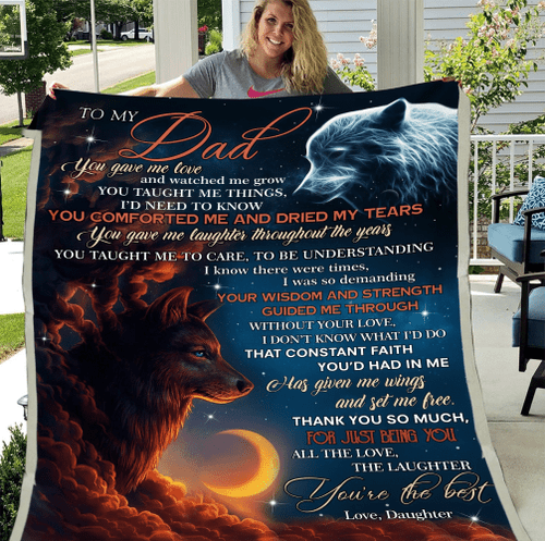Personalized To My Dad Wolf Blanket, Father's Day Gift Ideas, Wolf Dad Blanket, Gift For Dad Fleece Blanket - Spreadstores