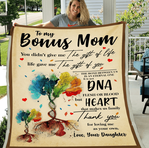 Personalized Bonus Mom Blanket, Mother's Day Gift Ideas, Thank You For Loving Me As Your Own Sherpa Blanket - Spreadstores