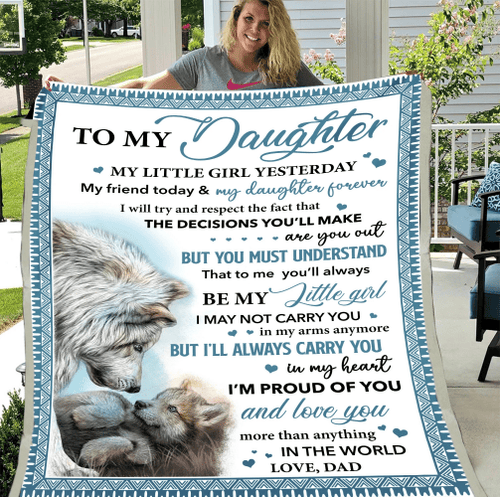 Personalized Daughter Blanket, Gift For Daughter, To My Daughter My Little Girl Yesterday Wolf Sherpa Blanket - Spreadstores