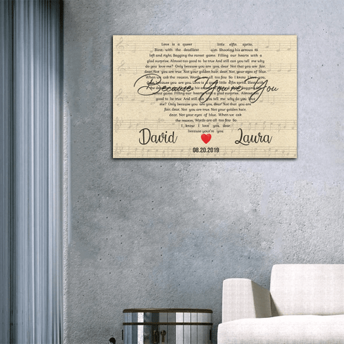 Custom Song Lyrics Heart Art, Personalized Name Canvas, Valentine's Day Gifts For Him, Gifts For Her Canvas - spreadstores