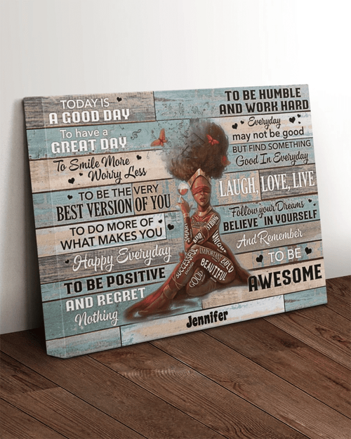 Custom Canvas, Personalized Black Girl Today Is A Good Day Canvas - spreadstores