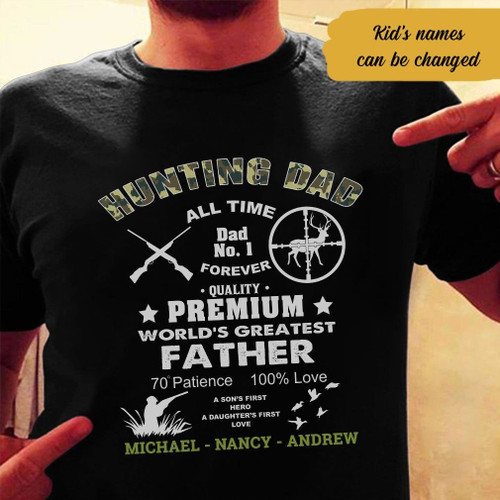 Personalized Dad Hunting FD Black T Shirt AP2102 87O58