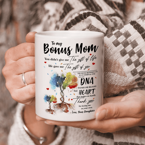 Personalized Bonus Mom Mug, Mother's Day Gift Ideas, Thank You For Loving Me As Your Own Mug - Spreadstores