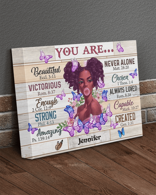 Custom Canvas, Gifts For Daughter, Personalized You Are Beautiful Black Girl Canvas - spreadstores