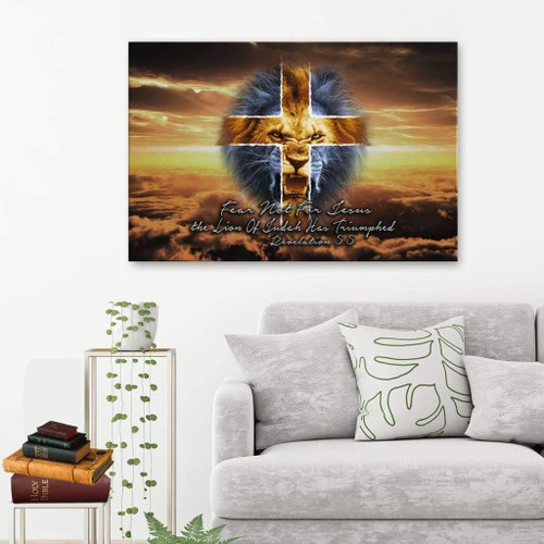 Bible verse wall art: Revelation 5:5 Fear not for Jesus the Lion of Judah has triumphed