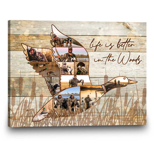 Duck Hunting Photo Collage Canvas, Personalized Gift For Duck Hunter, Waterfowl Wall Art