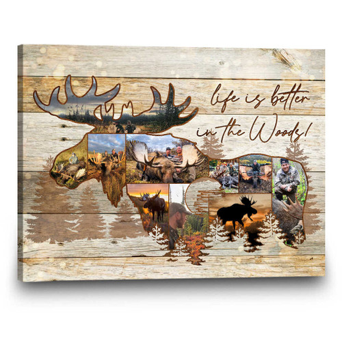 Moose Hunting Photo Collage Canvas Personalized Gift For Hunter