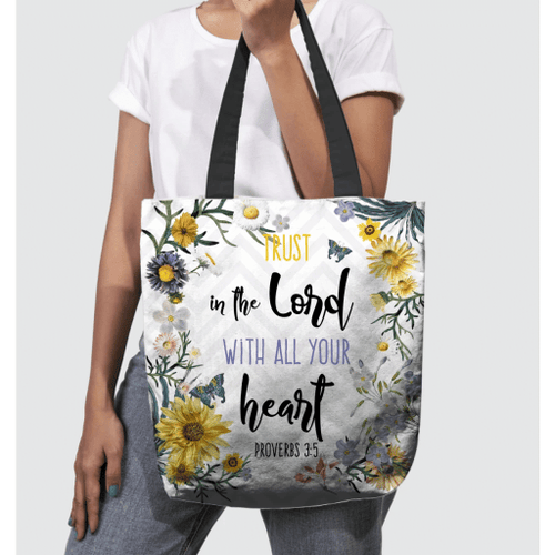 Trust in the Lord with all your heart tote bag - Jesus Tote bag, Christian Tote bag, Bible Tote bag - Spreadstore