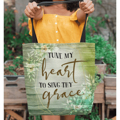 Tune my heart to sing thy grace tote bag - Jesus Tote bag, Christian Tote bag, Bible Tote bag - Spreadstore