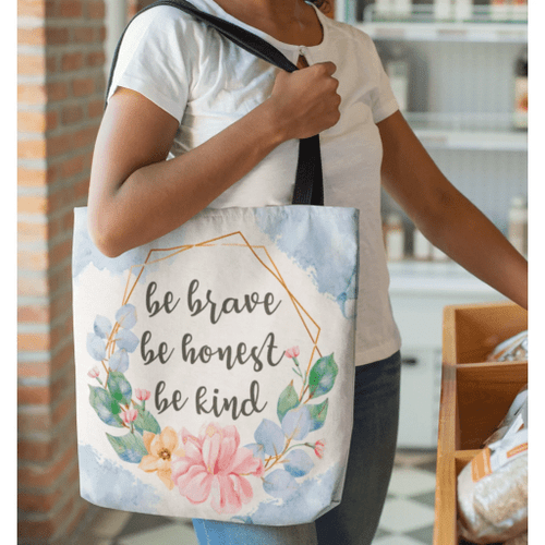 Be brave be honest be kind tote bag - Jesus Tote bag, Christian Tote bag, Bible Tote bag - Spreadstore