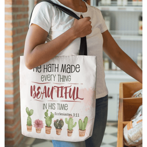 He hath made every thing beautiful in his time Ecclesiastes 3:11 KJV tote bag - Jesus Tote bag, Christian Tote bag, Bible Tote bag - Spreadstore