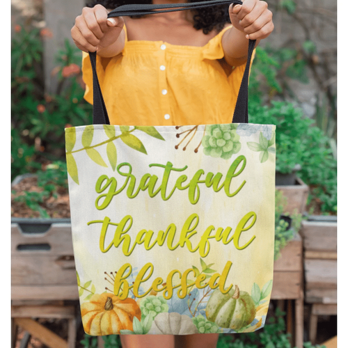 Grateful thankful blessed tote bag - Jesus Tote bag, Christian Tote bag, Bible Tote bag - Spreadstore