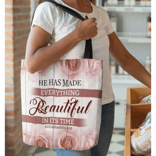 He has made everything beautiful in its time Ecclesiastes 3:11 tote bag - Jesus Tote bag, Christian Tote bag, Bible Tote bag - Spreadstore