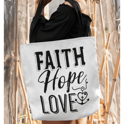 Faith hope Love tote bag - Jesus Tote bag, Christian Tote bag, Bible Tote bag - Spreadstore