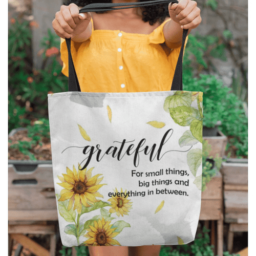Grateful for small things big things and everything in between tote bag - Jesus Tote bag, Christian Tote bag, Bible Tote bag - Spreadstore