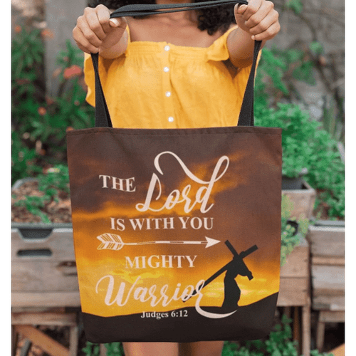 The Lord is with you mighty warrior Judges 6:12 tote bag - Jesus Tote bag, Christian Tote bag, Bible Tote bag - Spreadstore