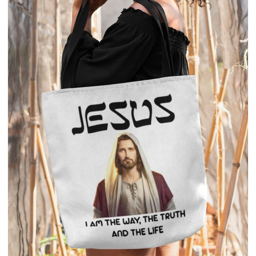 Jesus I am the way the truth and the life tote bag - Jesus Tote bag, Christian Tote bag, Bible Tote bag - Spreadstore