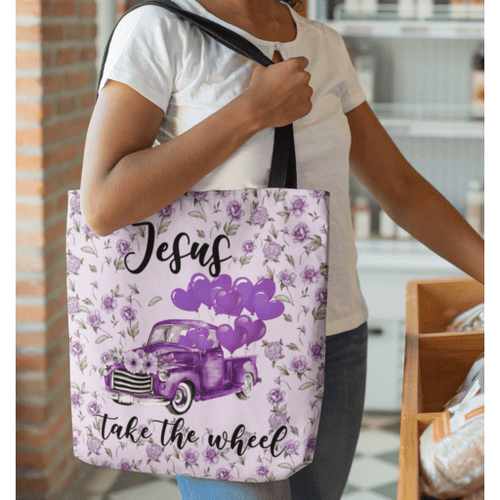 ( Purple) Jesus take the wheel tote bag - Jesus Tote bag, Christian Tote bag, Bible Tote bag - Spreadstore