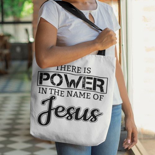 There is power in the name of Jesus tote bag - Jesus Tote bag, Christian Tote bag, Bible Tote bag - Spreadstore
