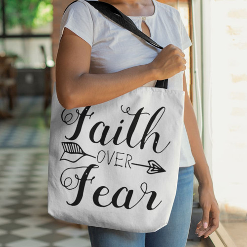 Faith over fear tote bag - Jesus Tote bag, Christian Tote bag, Bible Tote bag - Spreadstore