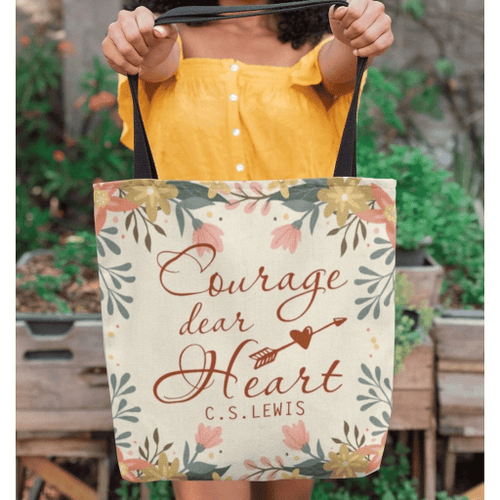 Courage, Dear Heart tote bag - Jesus Tote bag, Christian Tote bag, Bible Tote bag - Spreadstore