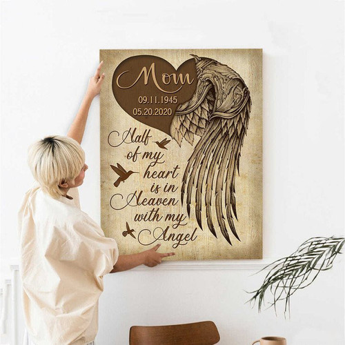 Remembrance Gifts, Personalized Memorial Gifts, Condolence Gifts, Half Of My Heart Is In Heaven Sign - Personalized Sympathy Gifts - Spreadstore