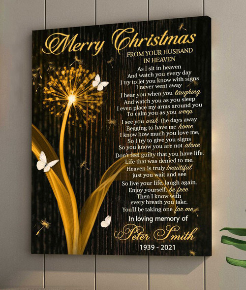 Merry Christmas From Heaven Sign, Sympathy Gift For Loss Of Husband, Custom Memorial Gift - Personalized Sympathy Gifts - Spreadstore