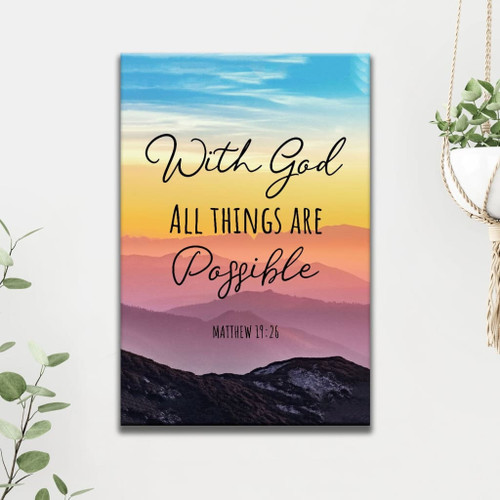 With god all things are possible Matthew 19:26 Bible verse wall art Christian Canvas, Bible Canvas, Jesus Canvas Wall Art Ready To Hang, Canvas