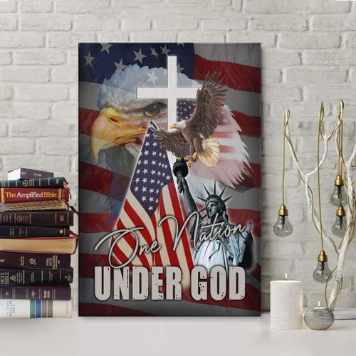 One nation under God American flag Christian wall art Christian Canvas, Bible Canvas, Jesus Canvas Wall Art Ready To Hang