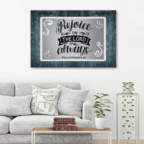 Rejoice in the Lord always Philippians 4:4 Christian Canvas, Bible Canvas, Jesus Canvas Wall Art Ready To Hang wall art