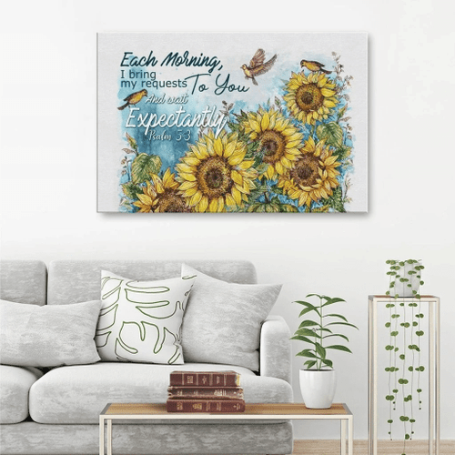 Each morning I bring my requests to you Psalm 5:3 Christian Canvas, Bible Canvas, Jesus Canvas Wall Art Ready To Hang, Canvas wall art