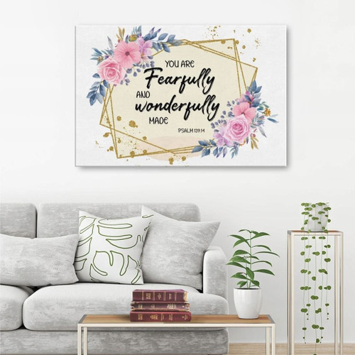 You are fearfully and wonderfully made Psalm 139:14 Christian wall art Christian Canvas, Bible Canvas, Jesus Canvas Wall Art Ready To Hang, Canvas print